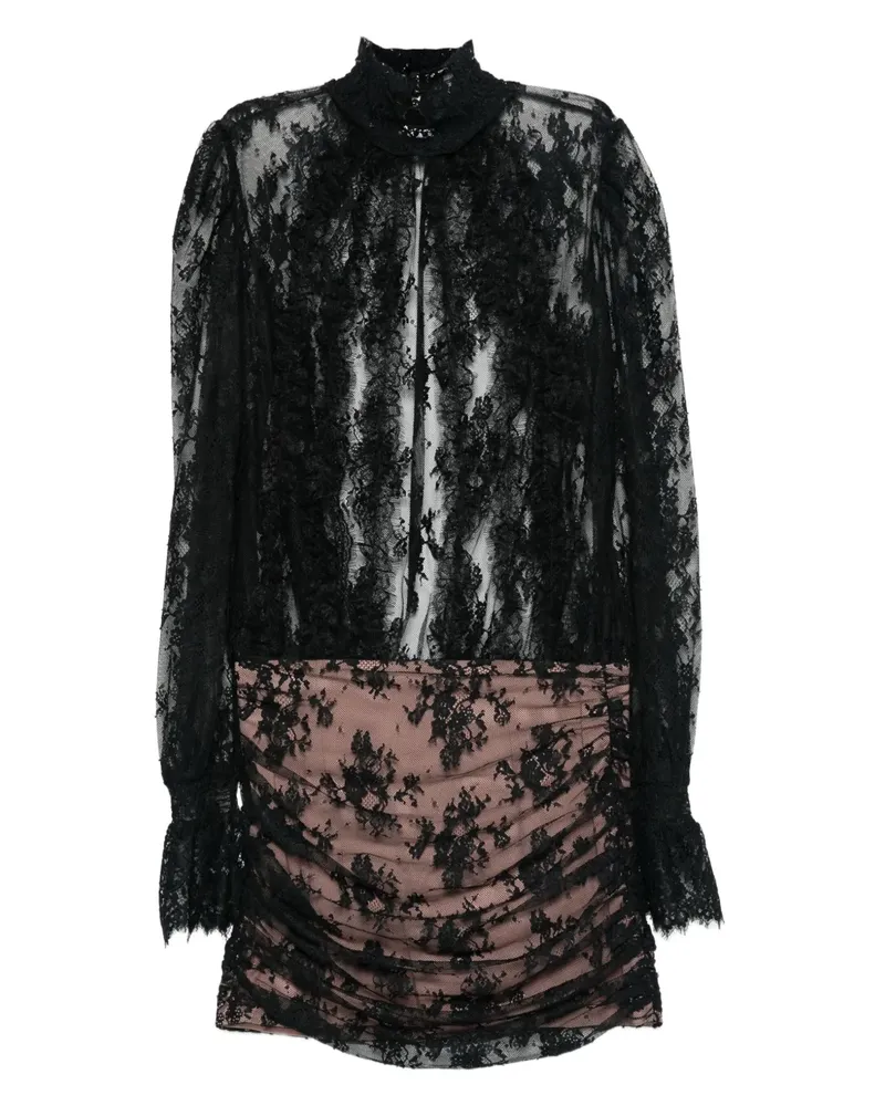 Retrofête Kleid mit Spitzendetail - Schwarz Schwarz