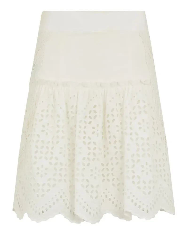 Alberta Ferretti broderie-anglaise wavy-hem midi skirt - Weiß Weiß