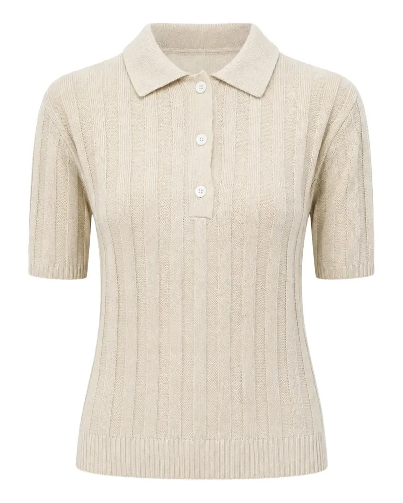 Max Mara ribbed-knit polo shirt - Nude Nude