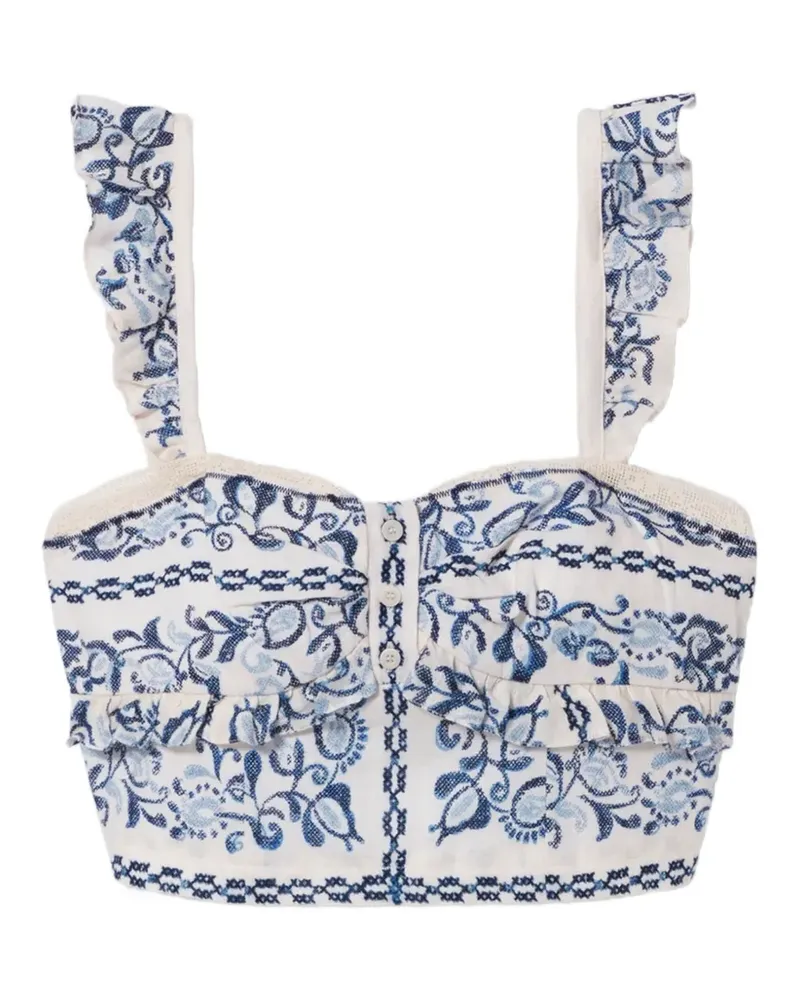 Claudie Pierlot floral-print ruffled top - Nude Nude