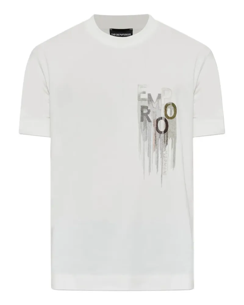 Emporio Armani T-Shirt mit Logo-Stickerei - Weiß Weiß