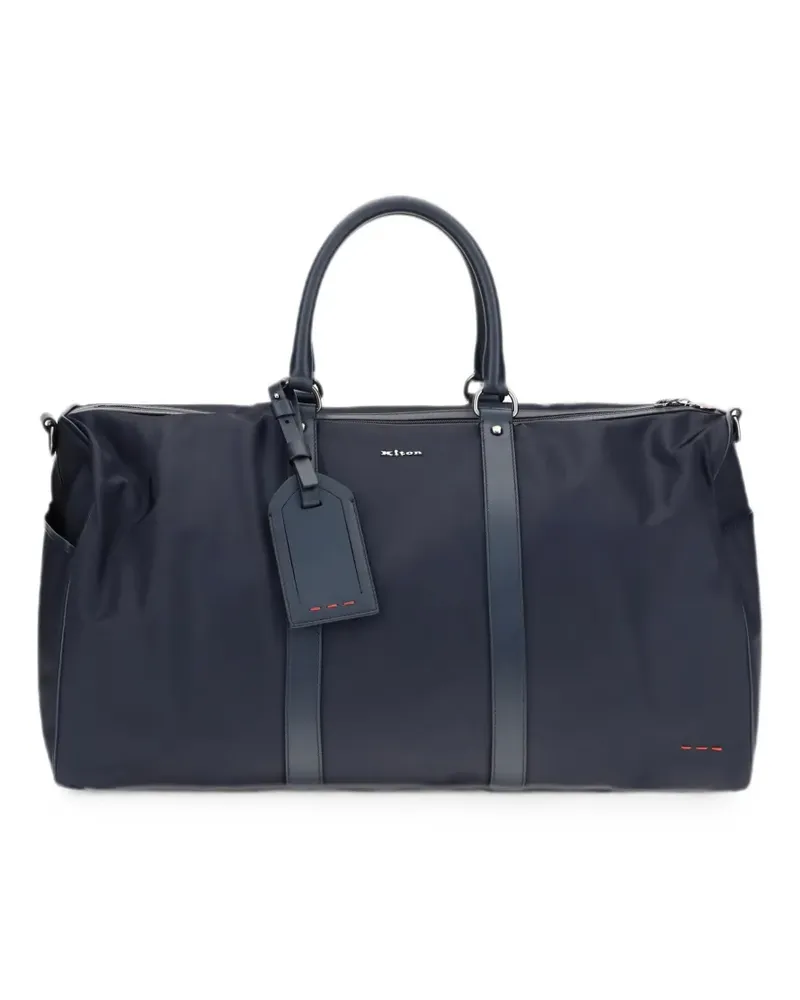 Kiton Reisetasche mit Logo-Schild - Blau Blau
