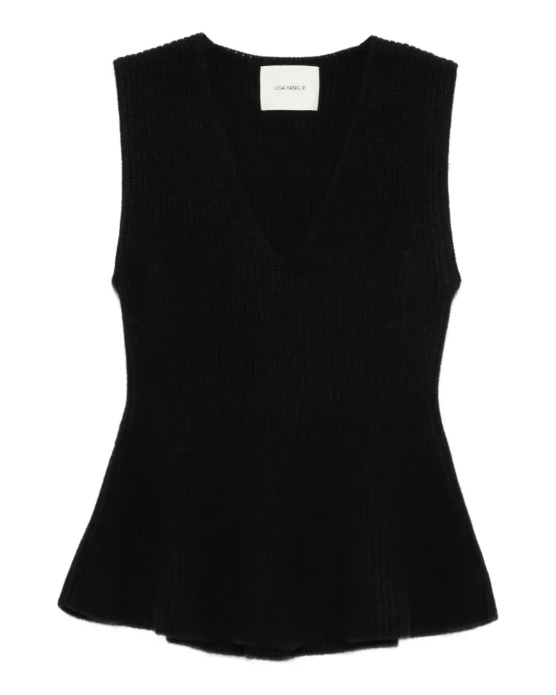 Lisa Yang ribbed-knit V-neck top - Schwarz Schwarz