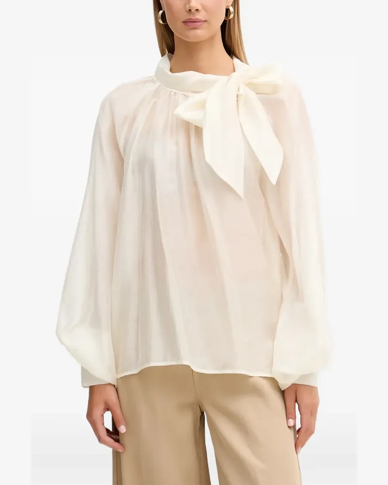 VICOLO bow-detail long-sleeve blouse - Nude Nude