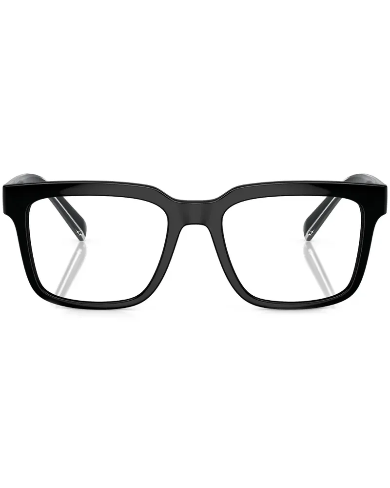 Dolce & Gabbana Eckige Brille mit Logo-Print - Schwarz Schwarz