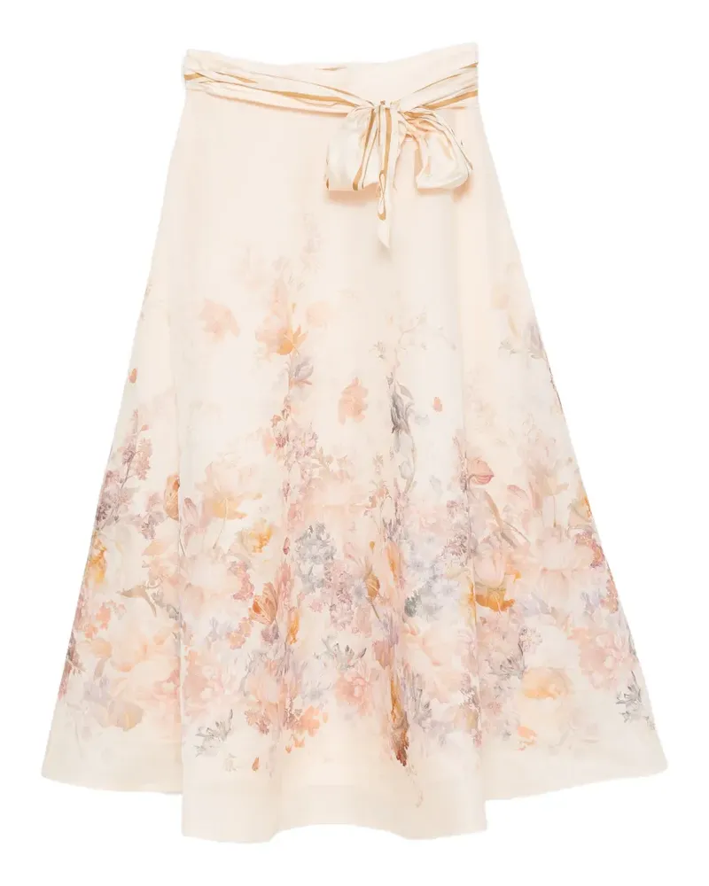 Zimmermann Midirock mit Blumenprint - Nude Nude