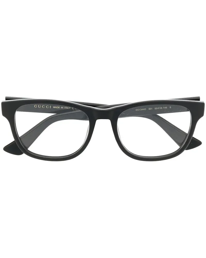 Gucci Eckige Sonnenbrille mit Logo - Schwarz Schwarz