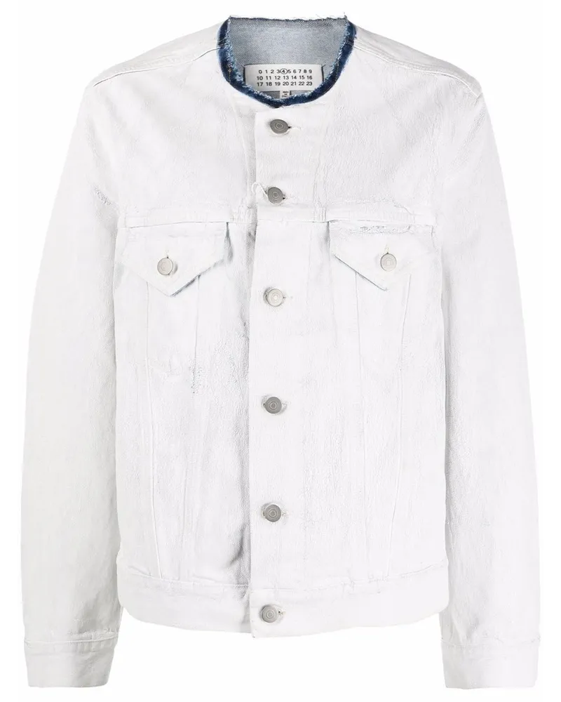 Maison Margiela Jeansjacke ohne Kragen - Weiß Weiß