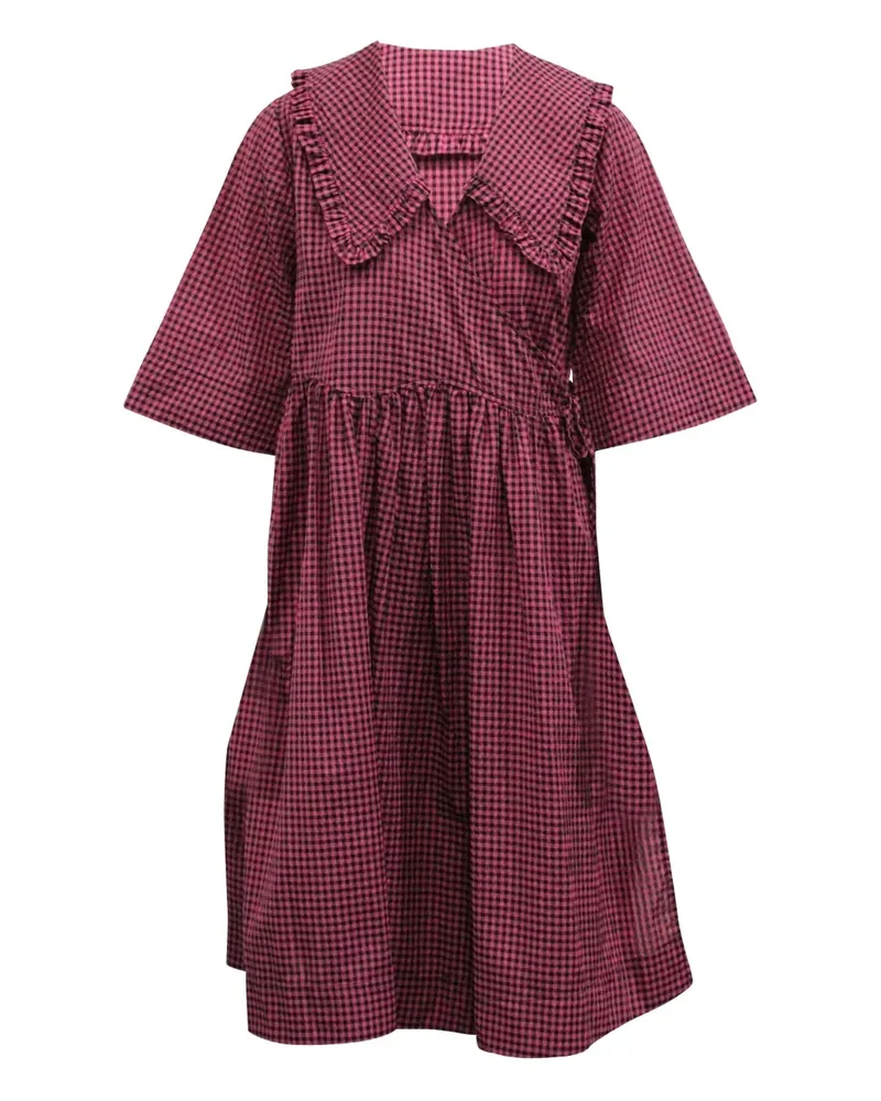 Ganni check-print midi dress - Rosa Rosa