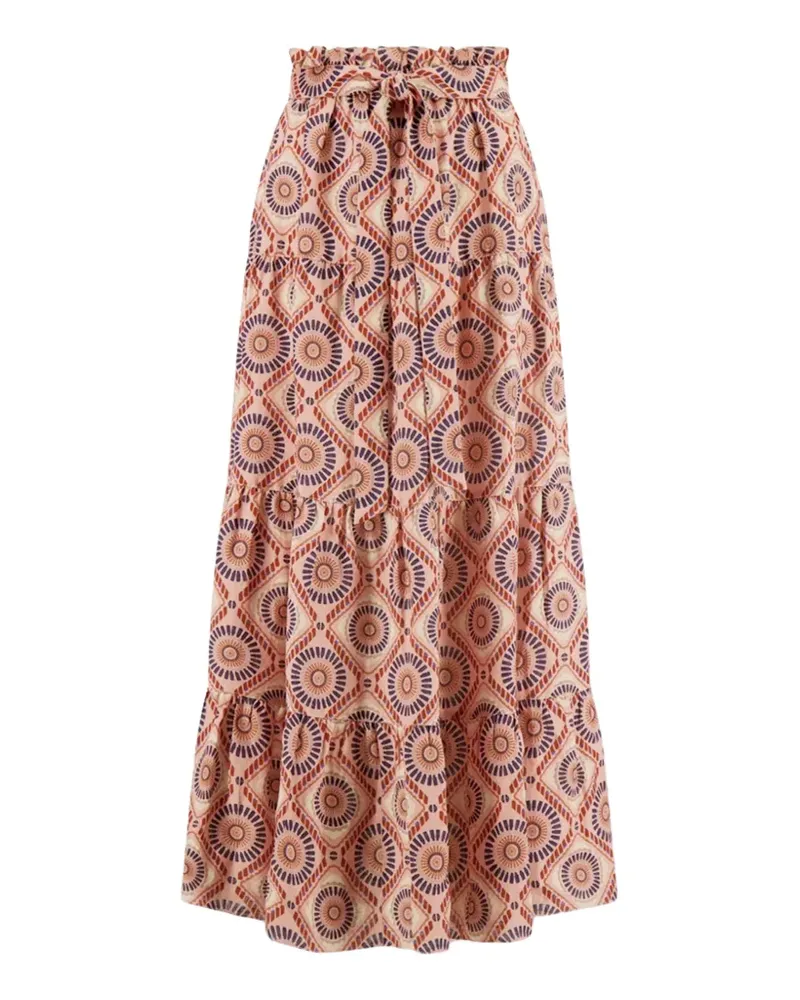 lemlem Langer Sanaa Rock mit geometrischem Muster - Rosa Rosa