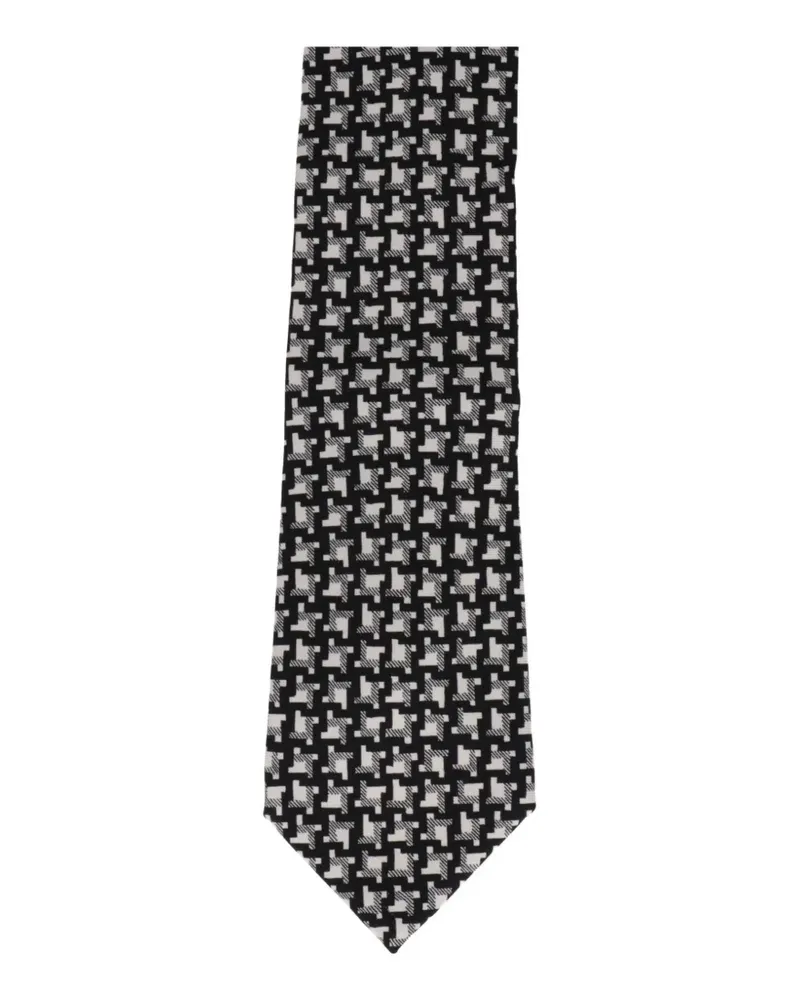 Tom Ford houndstooth-pattern tie - Schwarz Schwarz