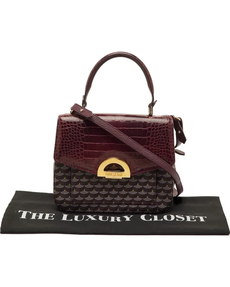Fauré Le Page croc-embossed leather satchel bag - Rot Rot