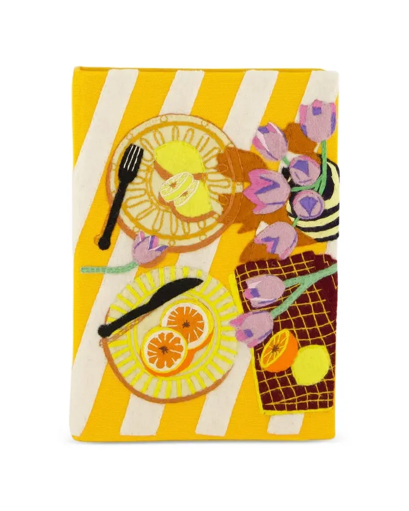 Olympia Le-Tan Kleine Dolce Vita Clutch mit Streifen - Gelb Gelb