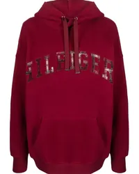 Tommy Hilfiger Bestickter Hoodie mit Schottenkaro Rot