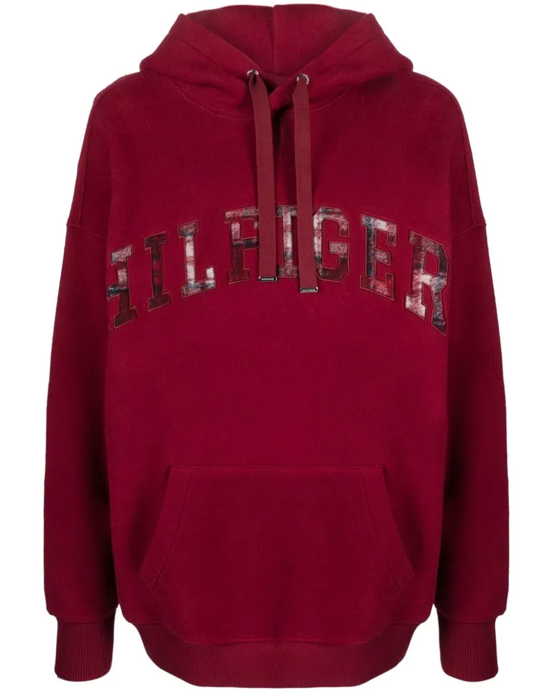 Tommy Hilfiger Bestickter Hoodie mit Schottenkaro Rot