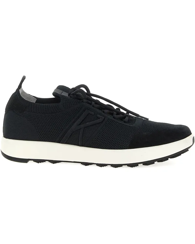 Kiton Sneakers mit Mesh-Einsatz - Schwarz Schwarz