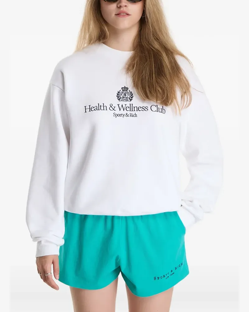 SPORTY & RICH Sweatshirt mit H&W-Wappen - Weiß Weiß
