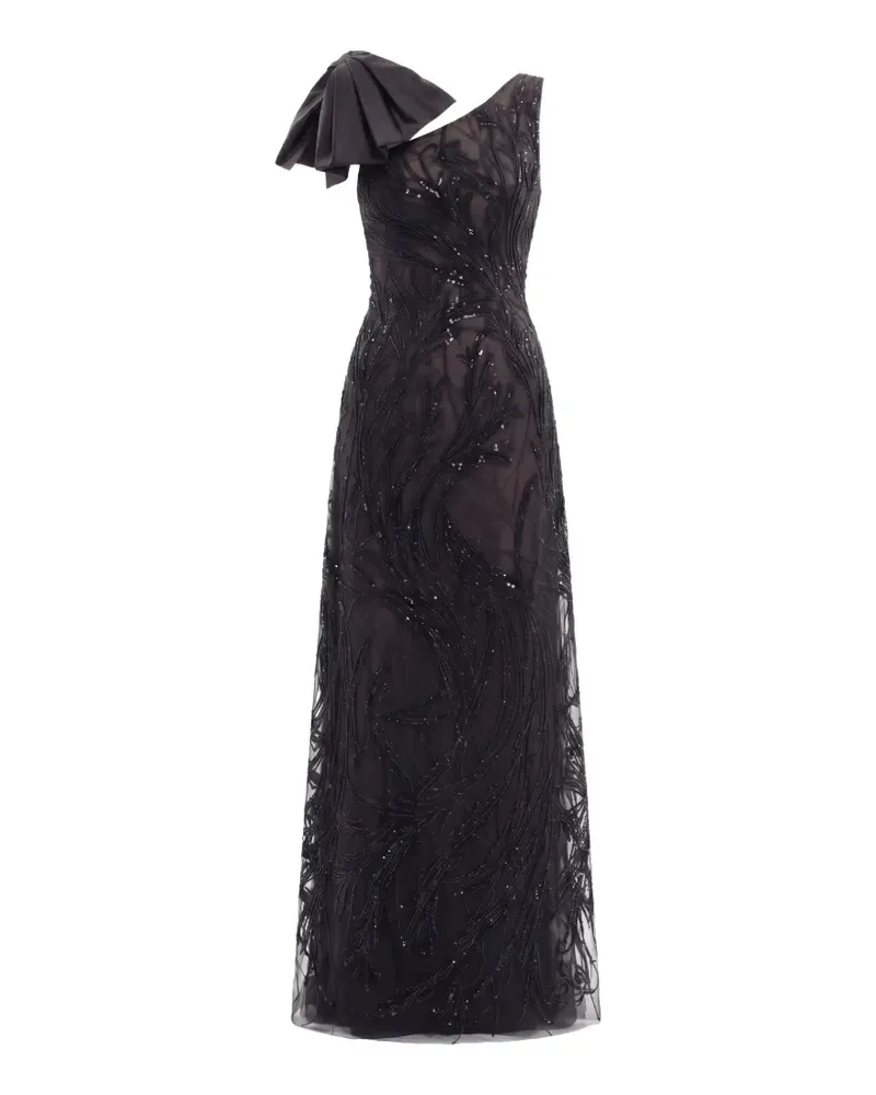 Saiid Kobeisy asymmetrical embroidered bow-detail maxi dress - Schwarz Schwarz