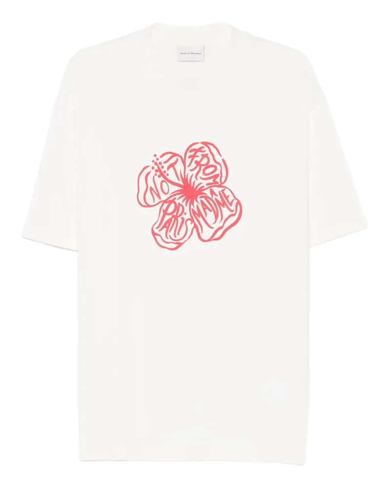 Drôle de Monsieur Hibiskus-T-Shirt mit Slogan - Weiß Weiß