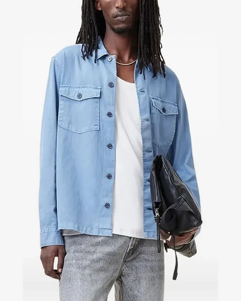 AllSaints Hemd mit ausgefransten Kanten - Blau Blau
