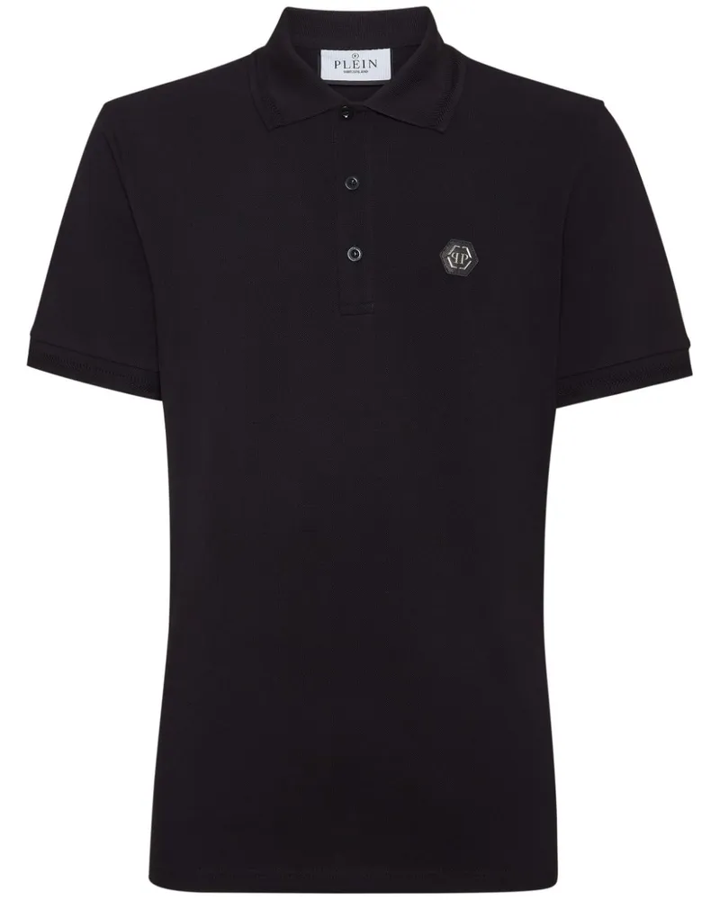 Philipp Plein Poloshirt mit Logo-Patch - Schwarz Schwarz