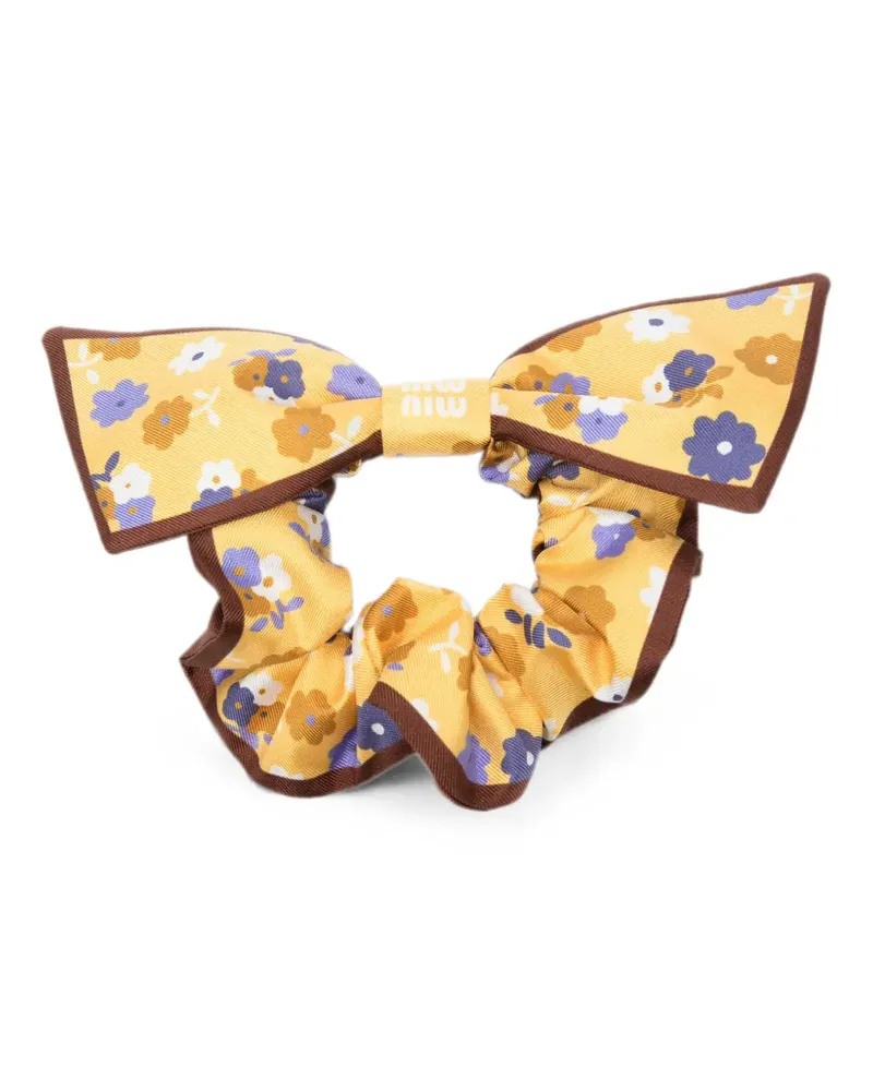 Miu Miu floral-print bow-detail scrunchie - Gelb Gelb