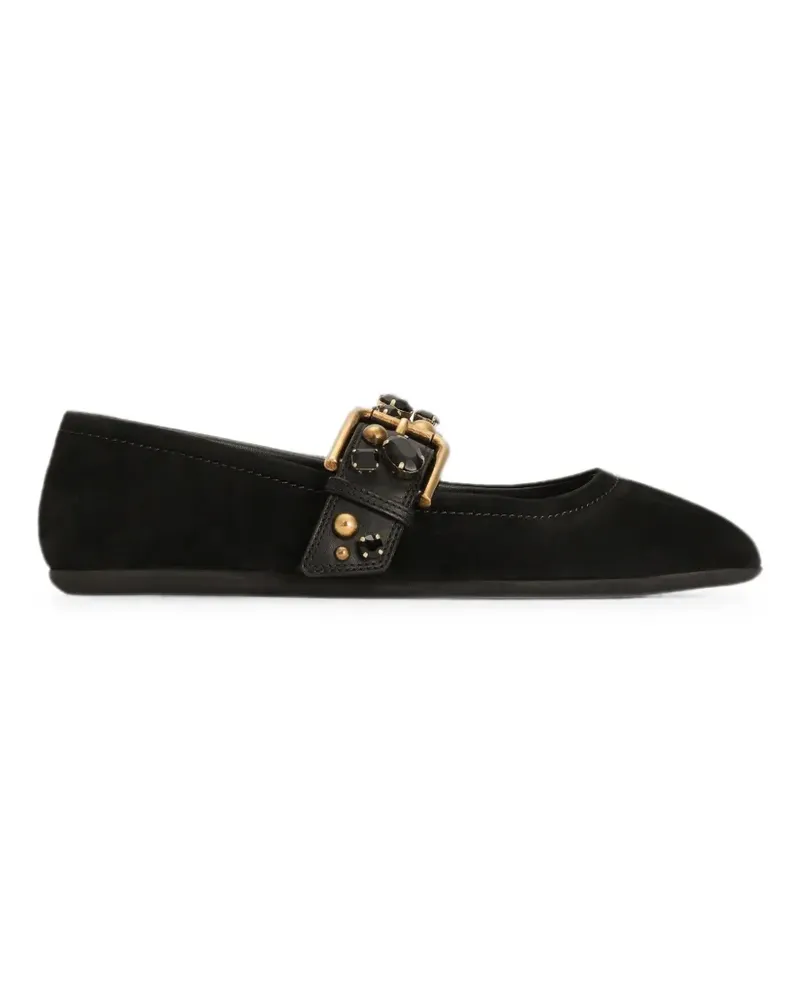 Dolce & Gabbana Ballerinas aus Wildleder mit Stickerei - Schwarz Schwarz