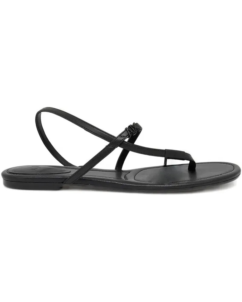 Armani Exchange Flache Riemensandalen - Schwarz Schwarz