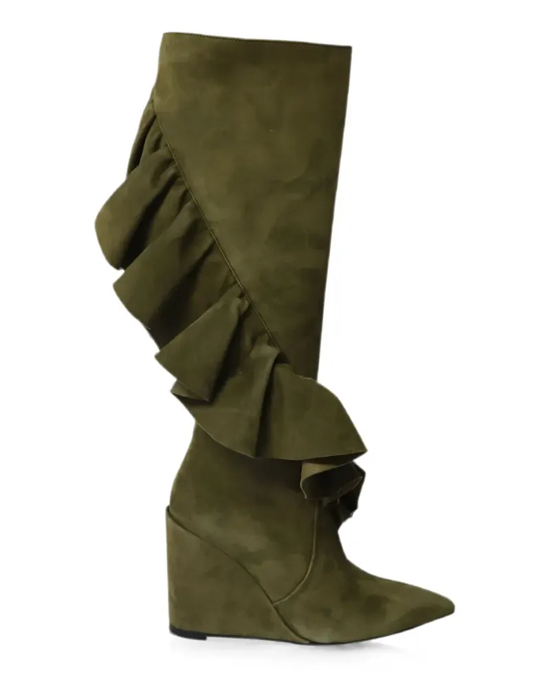 J.W.Anderson ruffle wedge-heel boots - Grün Grün