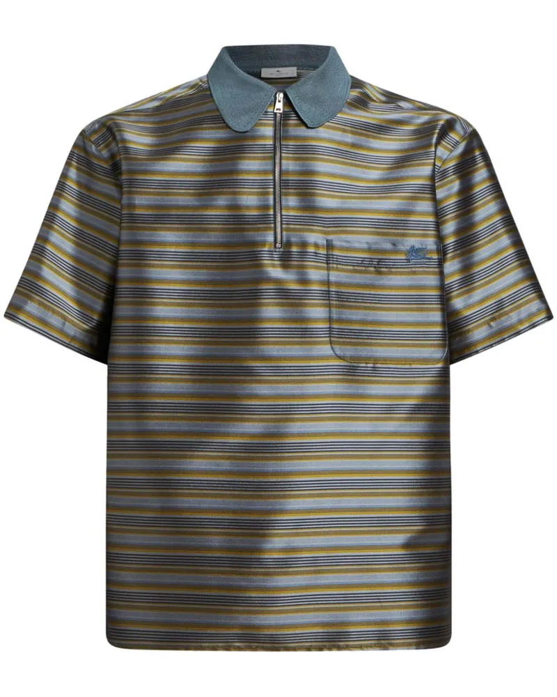 Etro Gestreiftes Poloshirt - Grün Grün