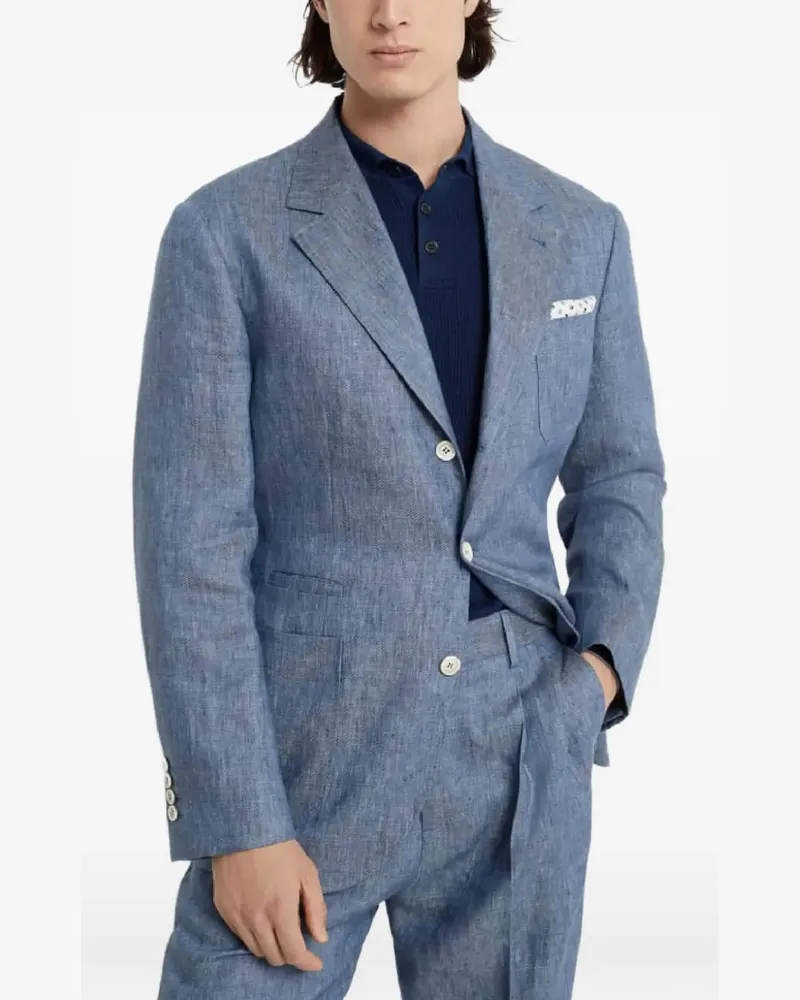 Brunello Cucinelli single-breasted linen blazer - Blau Blau