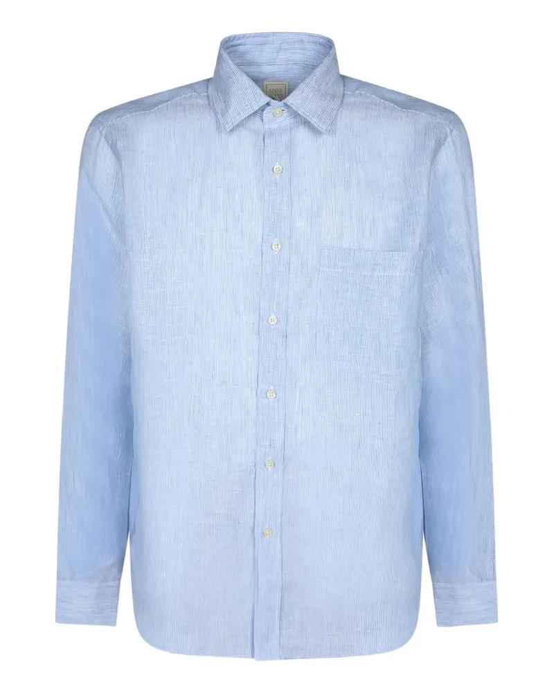 120% Lino vertical-stripe long-sleeve shirt - Blau Blau