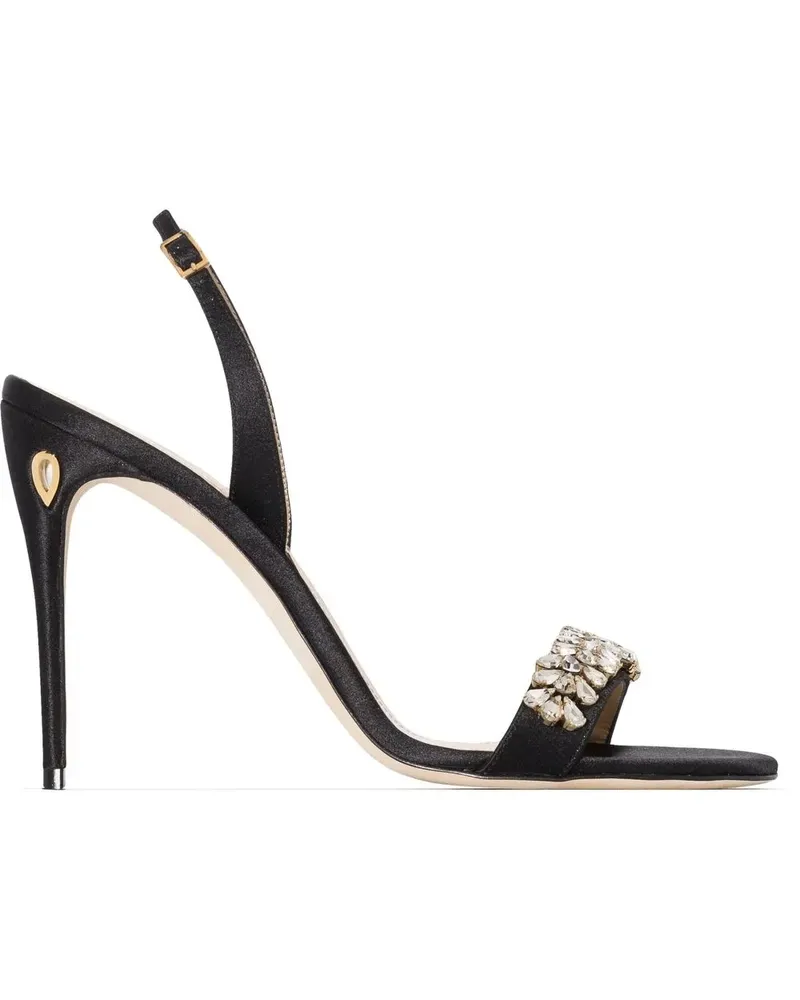 Jennifer Chamandi Sandalen mit Kristallen 105mm - Schwarz Schwarz