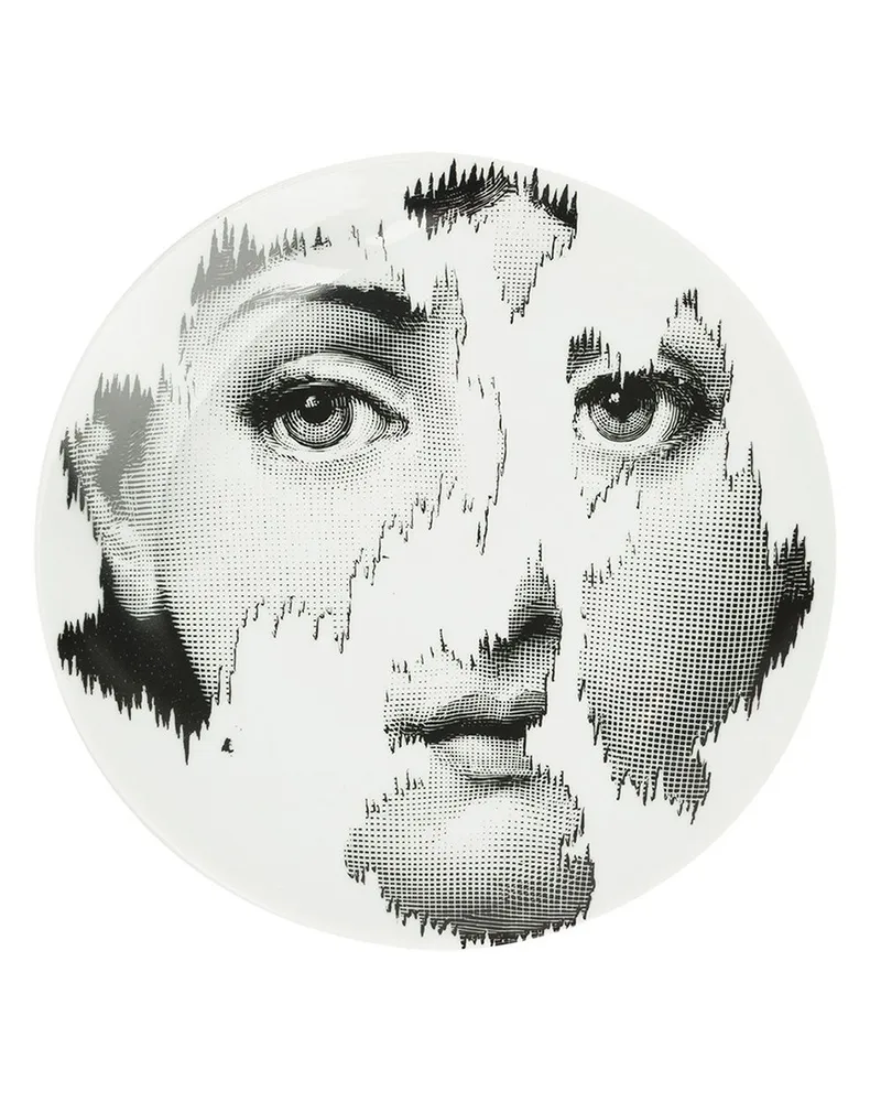 Fornasetti Teller mit verblasstem Gesicht-Print - Schwarz Schwarz