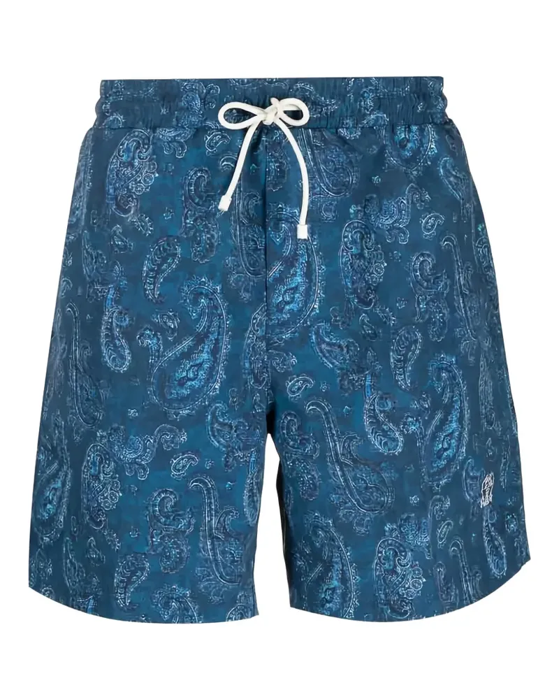Brunello Cucinelli paisley-print drawstring shorts - Blau Blau
