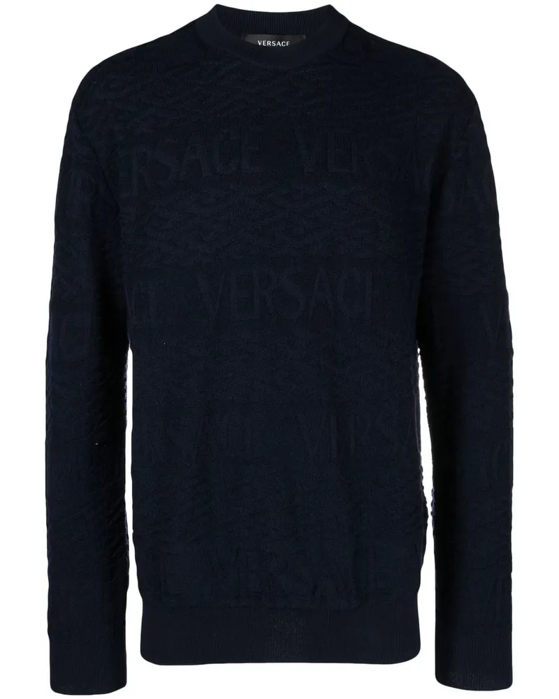 Versace Pullover mit Logo-Jacquardmuster - Blau Blau