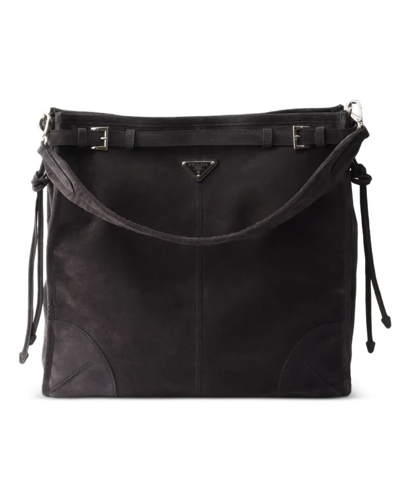 Prada Bonnie Schultertasche aus Wildleder - Grau Grau