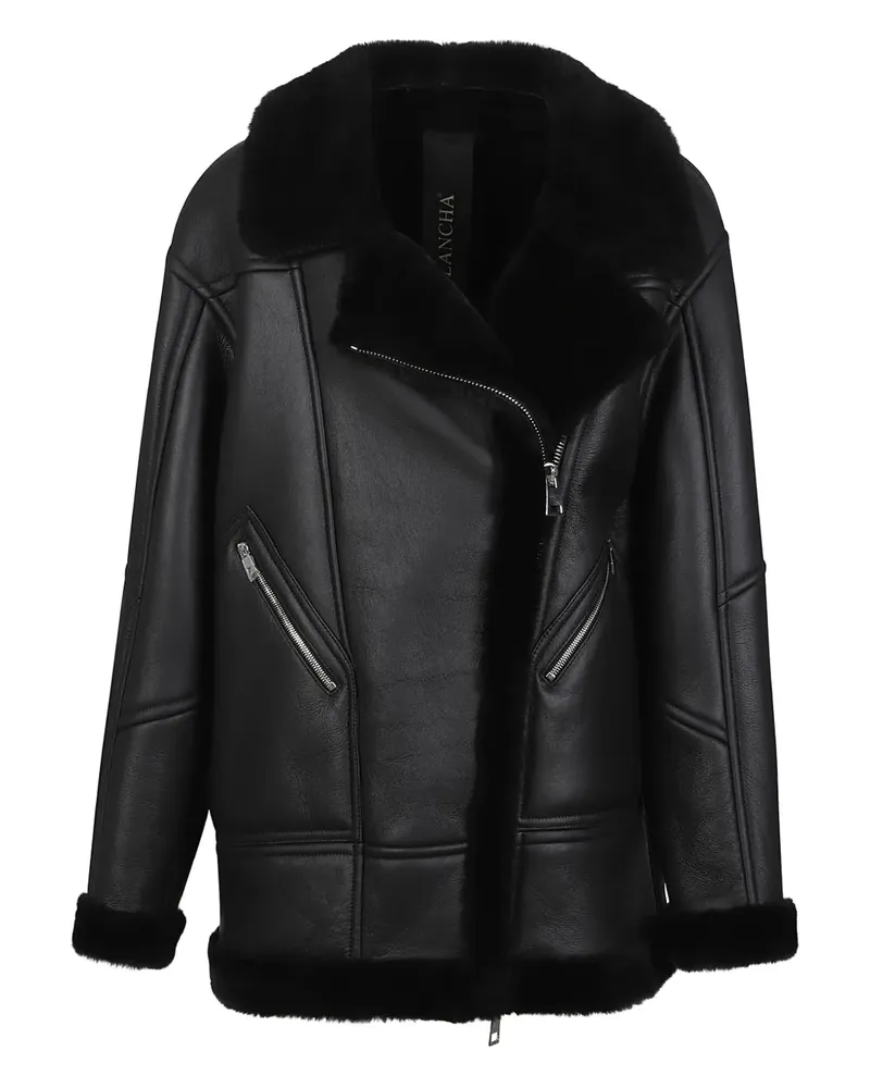 BLANCHA sheepskin fur-collar jacket - Schwarz Schwarz
