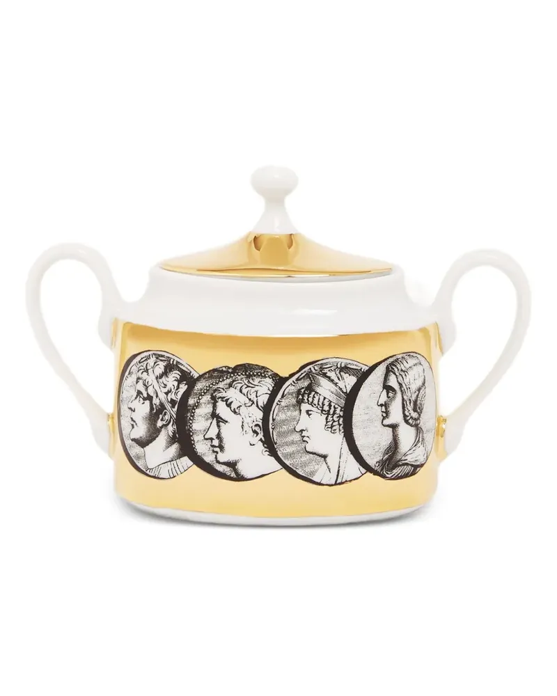Fornasetti Zuckerschüssel mit Print - Weiß Weiß