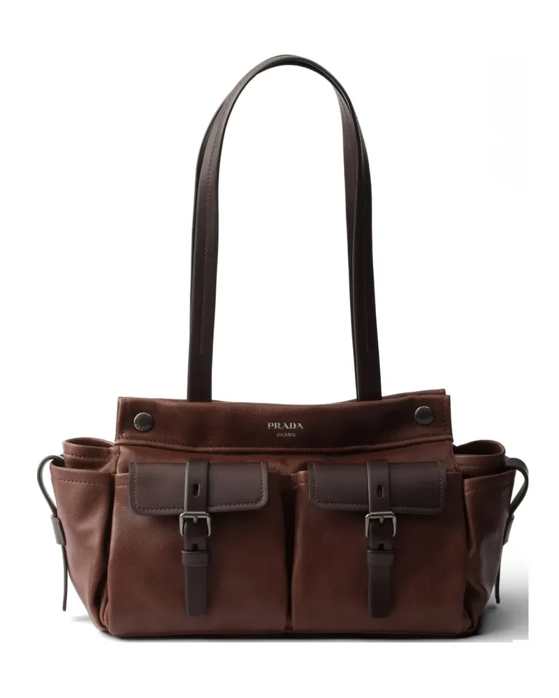 Prada Route medium leather tote bag - Braun Braun