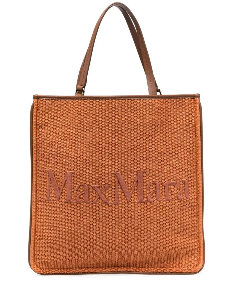 Max Mara Easybag Shopper aus Bast Orange