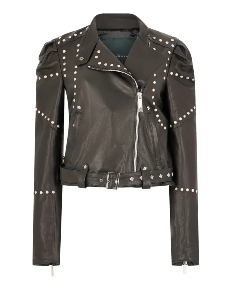 John Richmond stud-embellished leather jacket - Schwarz Schwarz