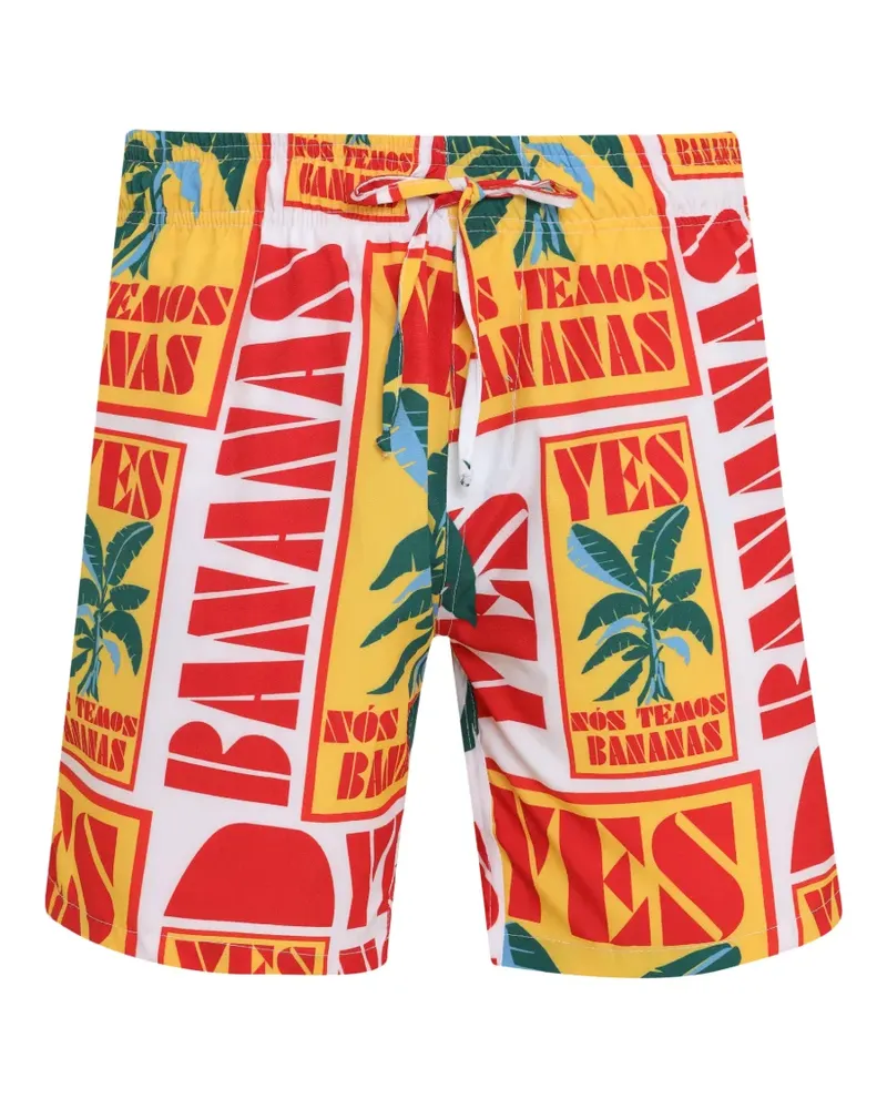 Amir Slama graphic-print drawstring swim shorts - Gelb Gelb