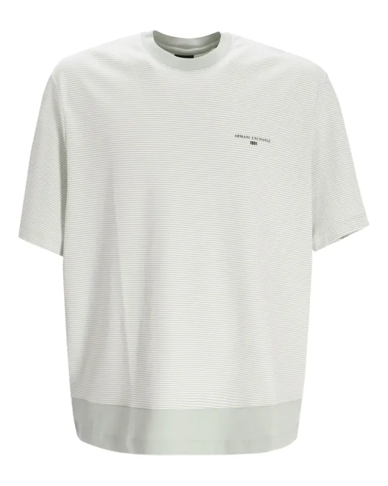 Armani Exchange Gestreiftes T-Shirt mit Logo-Print - Grau Grau