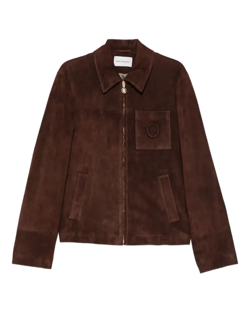 Drôle de Monsieur Jacke aus Wildleder mit Logo-Patch - Braun Braun