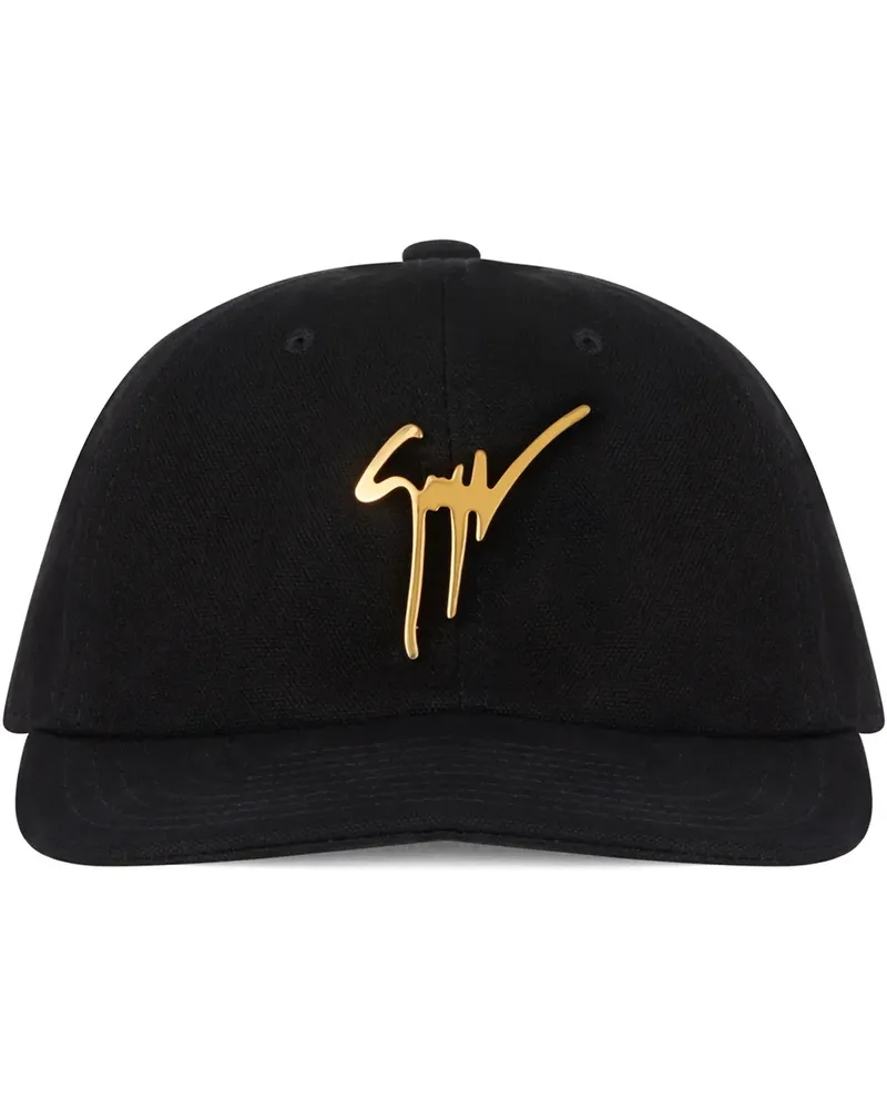 Giuseppe Zanotti Baseballkappe mit Logo-Schild - Schwarz Schwarz