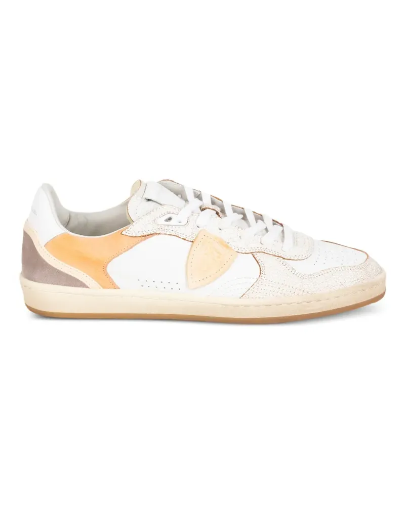 Philippe Model panelled crackle-effect sneakers - Nude Nude