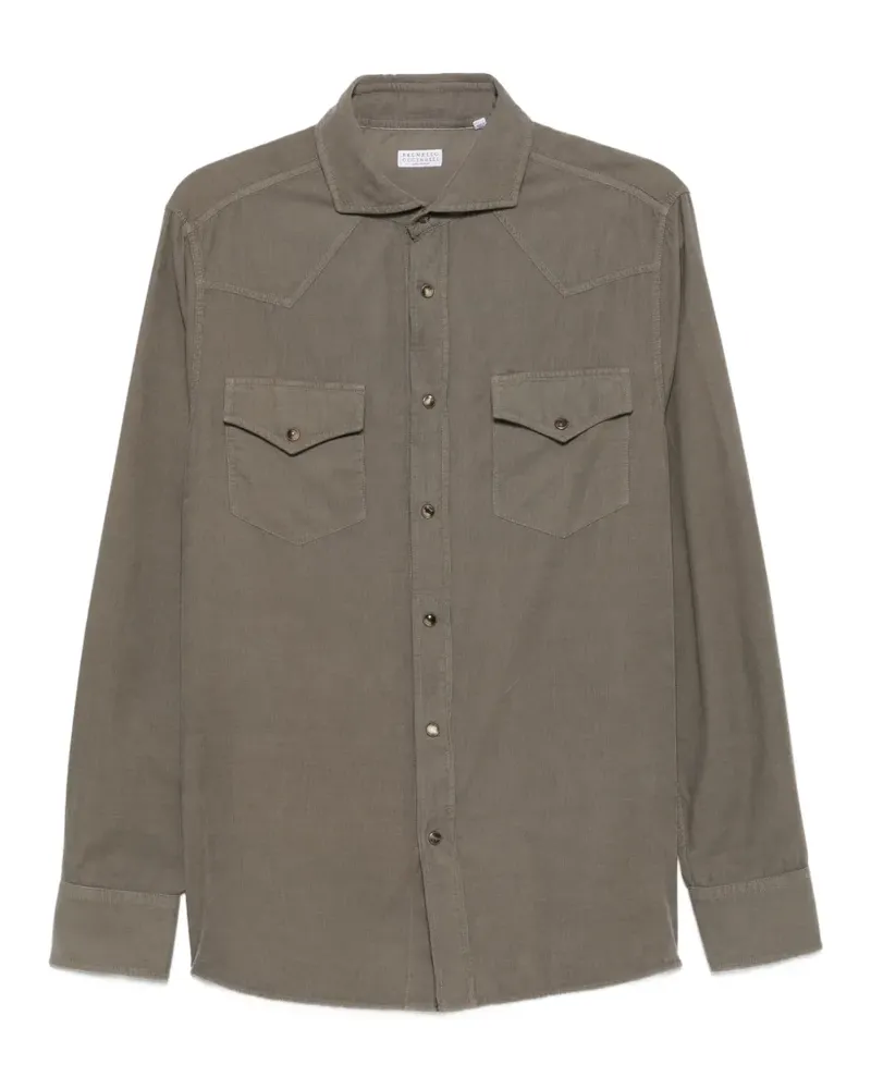 Brunello Cucinelli Hemd aus Cord im Western-Style - Grün Grün