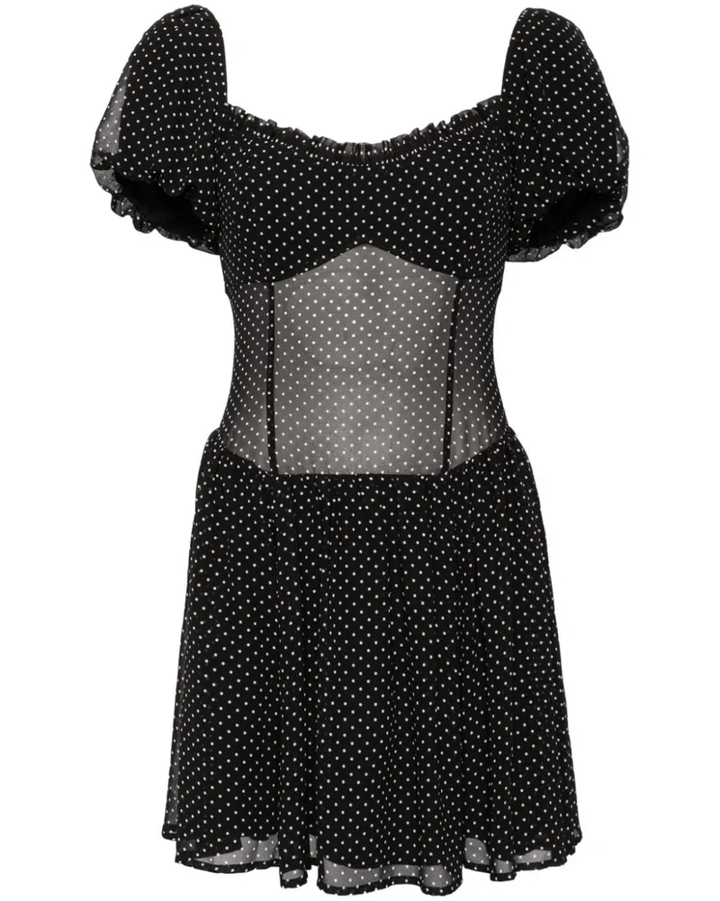 Reformation Davonne Minikleid mit Polka Dots Schwarz