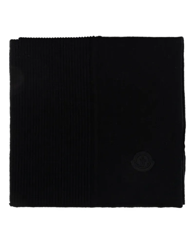 Moncler logo-patch ribbed-knit scarf - Schwarz Schwarz